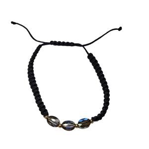 18k Gold BLACK Green Teal Swarovski Gold Stone  Beaded Bracelet New